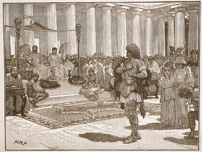 Caractacus vor Claudius, Illustration aus Cassells Illustrierter Geschichte Englands von English School