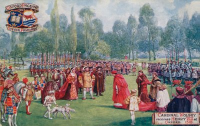 Kardinal Wolsey empfängt Heinrich VIII. in Oxford, 1518 von English School
