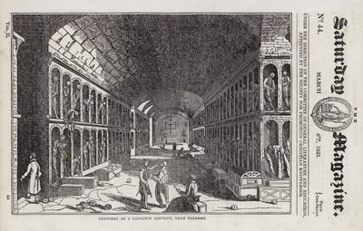 Friedhof, Kapuzinerkloster, bei Palermo, Sizilien, Italien (Gravur) von English School