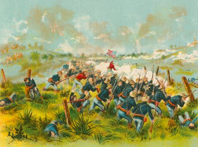 Angriff amerikanischer Truppen auf den San Juan Hill, 1. Juli 1898 von English School