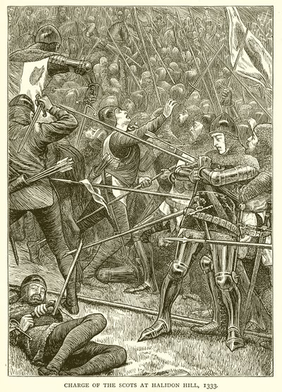 Angriff der Schotten bei Halidon Hill, 1333 von English School