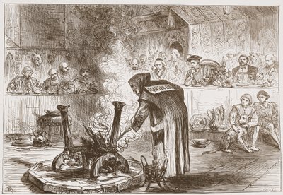 Karl sieht das Maskenspiel, Illustration aus Die Geschichte des Protestantismus von James Aitken Wylie, veröffentlicht 1878 von English School