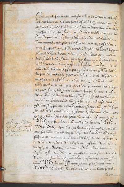 Charta gewährt der Gesellschaft der königlichen Abenteurer Englands, die nach Afrika handeln, Sloane MS 205, f.8v von English School