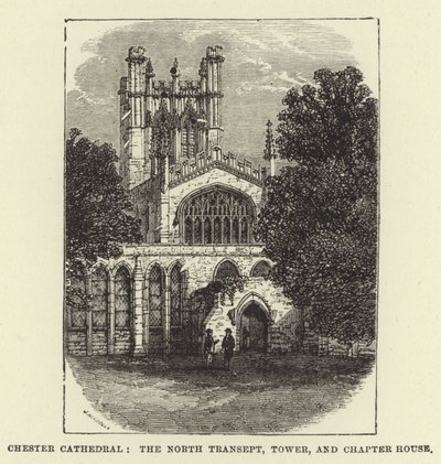 Chester Kathedrale, das nördliche Querschiff, Turm und Kapitelhaus von English School