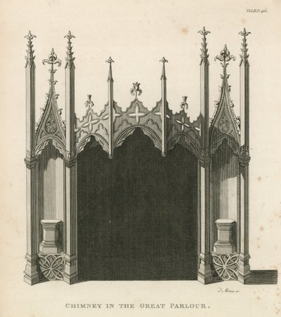 Kamin im großen Salon, Strawberry Hill, London von English School