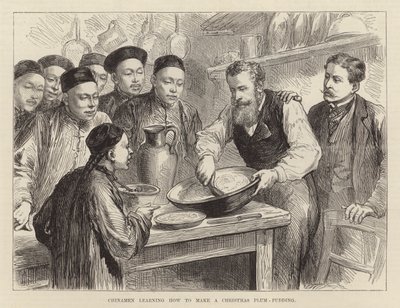 Chinesen lernen, wie man einen Weihnachts-Pflaumenpudding macht von English School