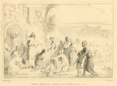 Christus heilt viele Kranke, Matthäus IV, 24 (Stich) von English School