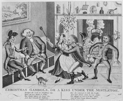 Weihnachtsspiele oder ein Kuss unter dem Mistelzweig, 1794 (Gravur) von English School