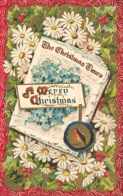 Weihnachtszeitung, Weihnachtsgrußkarte, Ende 19. oder Anfang 20. Jahrhundert von English School
