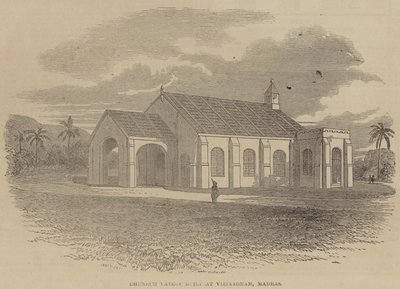 Kürzlich erbaute Kirche in Vizianagram, Madras (Gravur) von English School