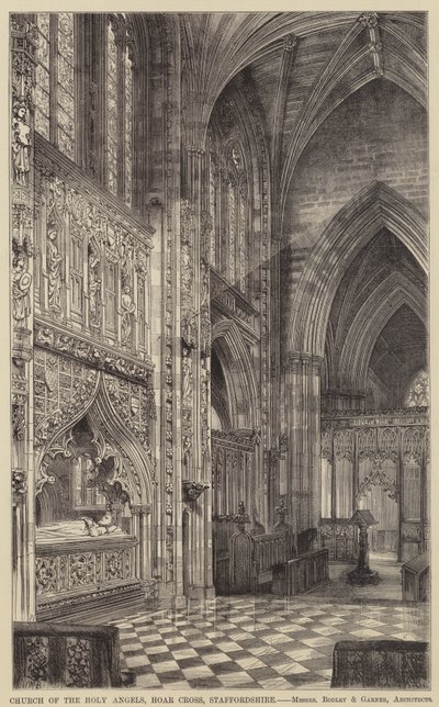 Kirche der Heiligen Engel, Hoar Cross, Staffordshire (Stich) von English School