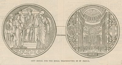 Stadtmedaille für das königliche Dankfest in der St. Pauls Kathedrale, London, am 27. Februar 1872 von English School