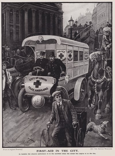 Elektrischer Krankenwagen der City of London Police von English School