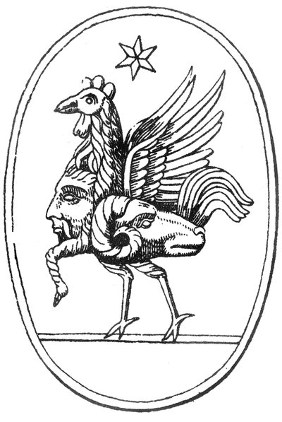 Klassisches griechisches Juwel in Form von Pan, verbunden mit einem Hahn, einem Widder und der Sonne von English School