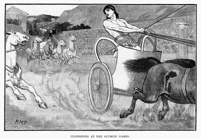 Klisthenes bei den Olympischen Spielen, Illustration aus Cassells Illustrierter Universalgeschichte von Edward Ollier von English School