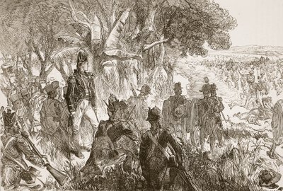 Clive bei Plassey, Illustration aus Cassells Illustrierter Geschichte Indiens von James Grant, veröffentlicht 1879 von English School