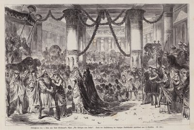 Schlussszene des ersten Akts von Karl Goldmarks Oper Die Königin von Saba, aufgeführt im Leipziger Stadttheater von English School