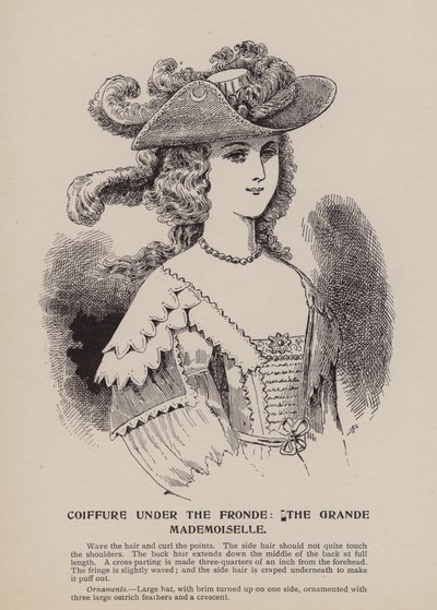 Frisur unter der Fronde, die Grande Mademoiselle (Gravur) von English School