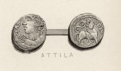 Münze aus der Ära von Attila, König der Hunnen von English School