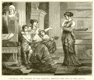 Cornelia, die Mutter der Gracchen, zeigt ihre Söhne als ihre Juwelen von English School