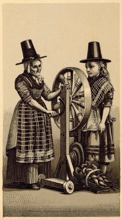 Kostüme von Wales: Spinnrad von English School