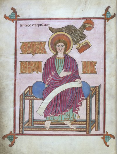 St. Johannes mit seinem Symbol, aus den Lindisfarne Evangelien, 710-721 von English School