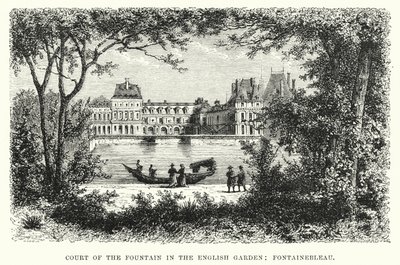 Hof des Brunnens im Englischen Garten, Fontainebleau (Stich) von English School