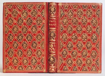 Einband eines Buches, möglicherweise Cato Major de Senectute von Cicero (Leder) von English School