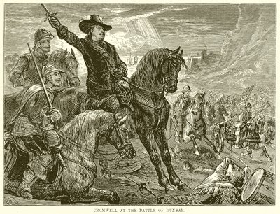 Cromwell in der Schlacht von Dunbar von English School