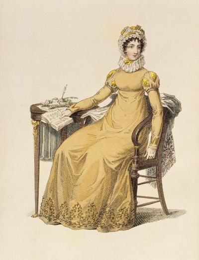 Tageskleid, Modeplatte aus Ackermanns Repository of Arts von English School
