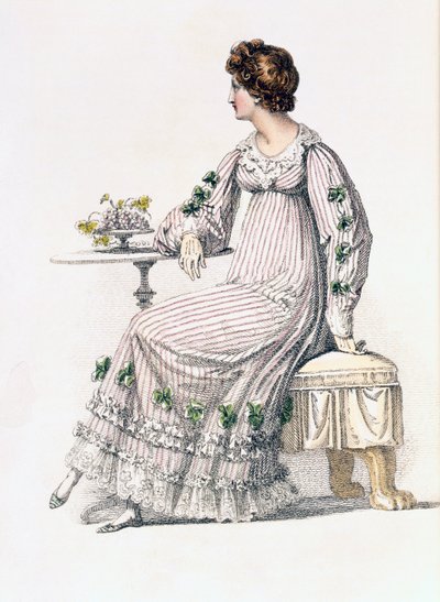 Tageskleid, Modeplatte aus Ackermanns Repository of Arts von English School