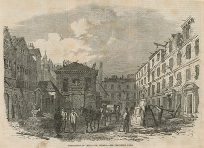 Abriss von Lyons Inn, Strand, London von English School