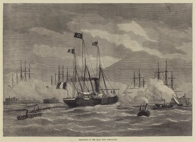 Abreise des Schahs aus Portsmouth (Stich) von English School