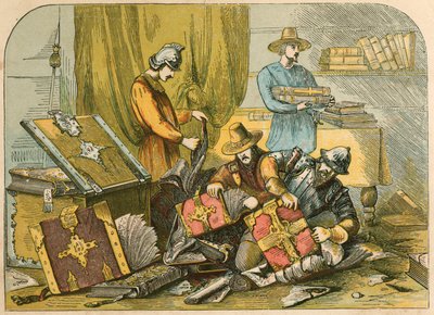 Zerstörung der Manuskripte und Messbücher in Oxford während der Herrschaft von Edward VI von English School