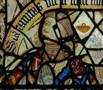 Detail eines Fensters, das den Stifter darstellt (Detail) von English School