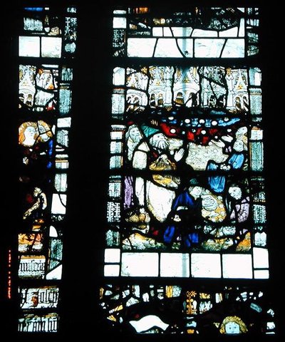 Detail eines der Fenster, Mitte des 15. Jahrhunderts (Buntglas) von English School