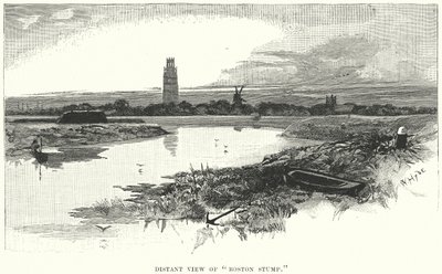 Fernansicht des "Boston Stump" (Gravur) von English School