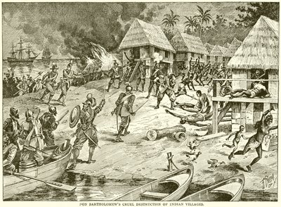 Don Bartholomews grausame Zerstörung von Indianerdörfern von English School