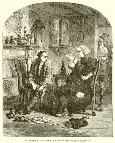 Dr. Johnson liest das Manuskript von 