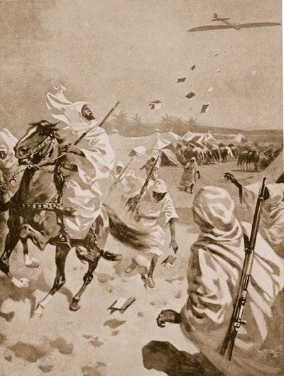 Abwurf von Flugblättern auf die Araber während des Italo-Türkischen Krieges, 1911-12 von English School