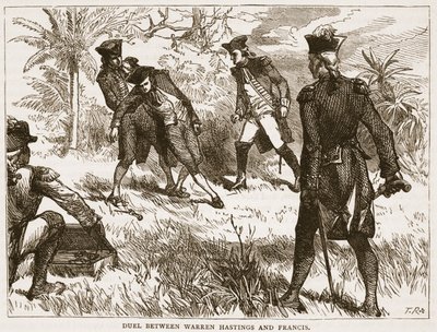Duell zwischen Warren Hastings und Francis, Illustration aus Cassells Illustrierter Geschichte Indiens von James Grant, veröffentlicht 1879 von English School