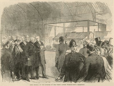 Earl Russell bei der Eröffnung der Nord-Londoner Arbeiter-Ausstellung von English School
