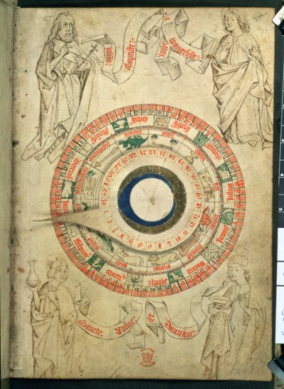 Egerton Ms 2575 fol.51 Der Volvelle des Barbier-Chirurgen, spätes 15. Jahrhundert von English School