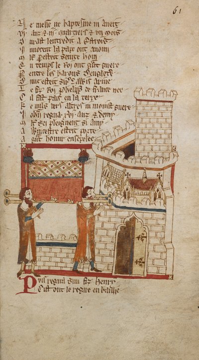 König Johanns Leichnam wurde zur Beerdigung in die Kathedrale von Worcester gebracht, Illustration aus 