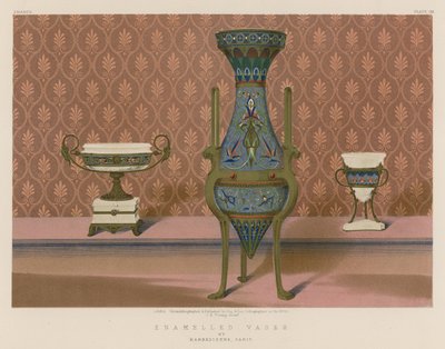 Emaillierte Vasen von Barbedienne, Paris von English School