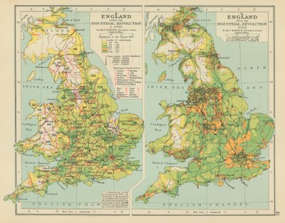 England vor der Industriellen Revolution um 1701. England nach der Industriellen Revolution 1911 von English School