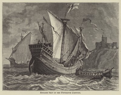 Englisches Schiff des fünfzehnten Jahrhunderts von English School