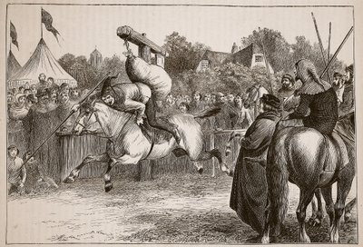 Englische Fröhlichkeit im 14. Jahrhundert: Tjost am Quintain, Illustration aus Cassells Illustrierter Geschichte Englands von English School