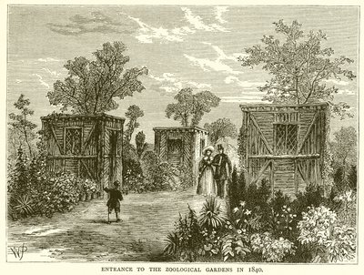 Eingang zu den Zoologischen Gärten im Jahr 1840 von English School