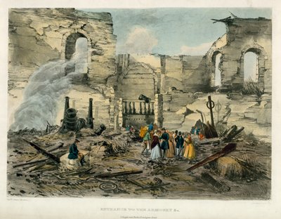 Eingang zur Rüstkammer, Tower von London Feuer, 1841 von English School